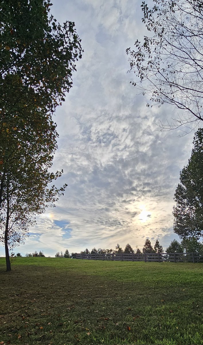 connie56's tweet photo. Early morning. The sun (on right) chasing the moon (lower left) out of the sky. Clouds to wane later today. SE Tenn #StormHour #nativeamericanmyth #weather #mountains #WritingCommmunity https://t.co/S1QEMSwmLM