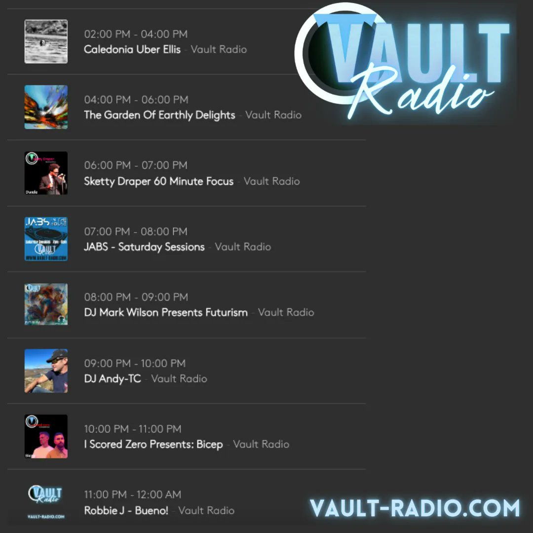 🎧 Don't miss out on our incredible shows! Tune in to catch Caledonia Uber Ellis, JABS, The Garden of Earthly Delights, Skeety Draper, and Andy TC. 📻🔥 #VaultRadio #MusicShows #TuneInNow vault-radio.com