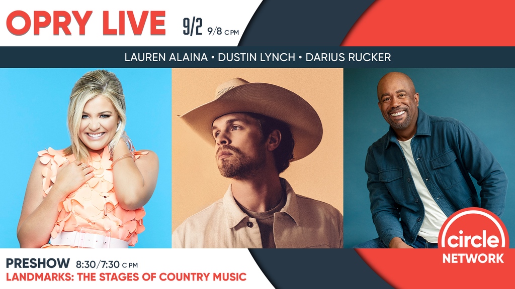 CircleAllAccess's tweet photo. Hey #OpryLive, we’ve been “Thinking ‘Bout You” all week & can’t wait to see tonight’s pre-recorded performances by @lauren_alaina, @dustinlynch & @dariusrucker at 9/8c pm! 😍
Tune in to our FB & YT early for an ep. of Landmarks at 8:30/7:30c pm, then Opry Live.
#CircleNetwork https://t.co/bdNEwTaqHM