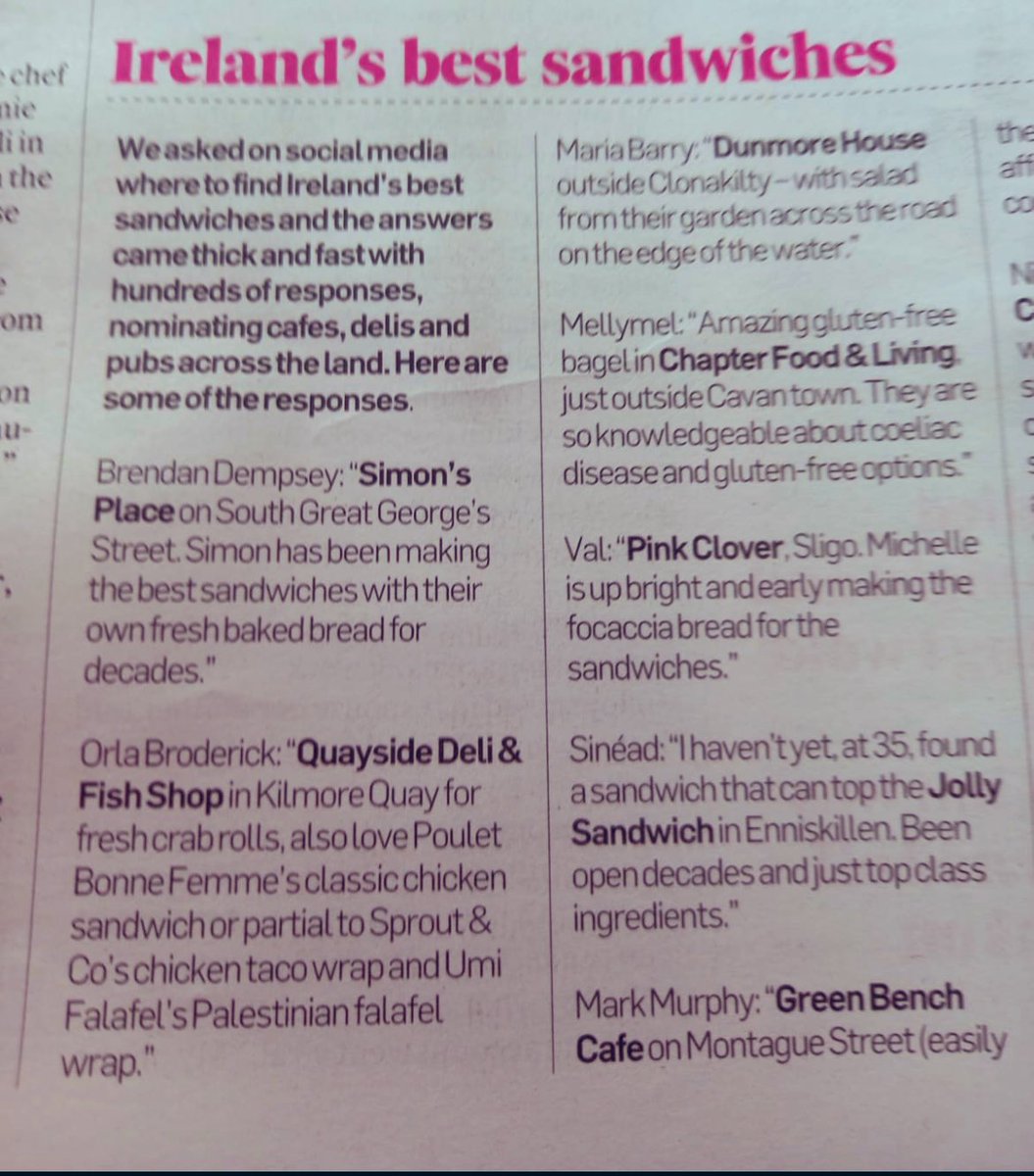 Orla Broderick (@orlabrod) on Twitter photo Thanks <a href="/mcdigby/">Marie-Claire Digby</a> for including my favourite sandwiches in <a href="/IrishTimes/">The Irish Times</a> today <a href="/UmiFalafel/">Umi Falafel</a> <a href="/pouletbfemme/">Poulet Bonne Femme</a> & <a href="/Sproutfoodco/">Sprout & Co</a> all fantastic options with Kilmore Quay crab rolls the ✨ Thanks <a href="/mcdigby/">Marie-Claire Digby</a> for including my favourite sandwiches in <a href="/IrishTimes/">The Irish Times</a> today <a href="/UmiFalafel/">Umi Falafel</a> <a href="/pouletbfemme/">Poulet Bonne Femme</a> & <a href="/Sproutfoodco/">Sprout & Co</a> all fantastic options with Kilmore Quay crab rolls the ✨