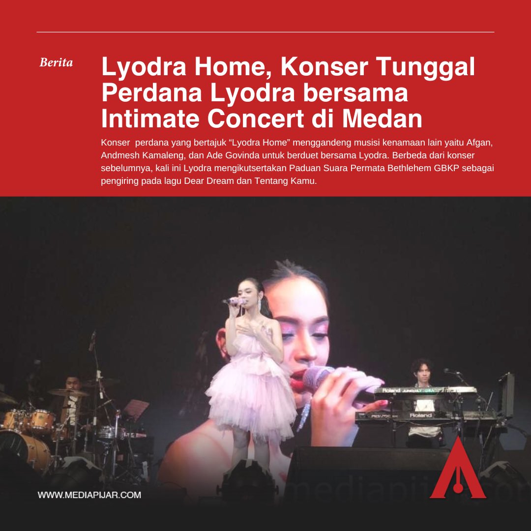 persmapijarusu's tweet photo. Konser tunggal pertama Lyodra bertajuk “Lyodra Home” sukses digelar di Kota Medan. Berita selengkapnya pada link di bawah ini👇✨🎤🎼
https://t.co/6oJmyO5i5w
#berita #beritamusik #lyodra #intimateconcert #persmahasiswa #pijar #medan https://t.co/ndL91wMTLR