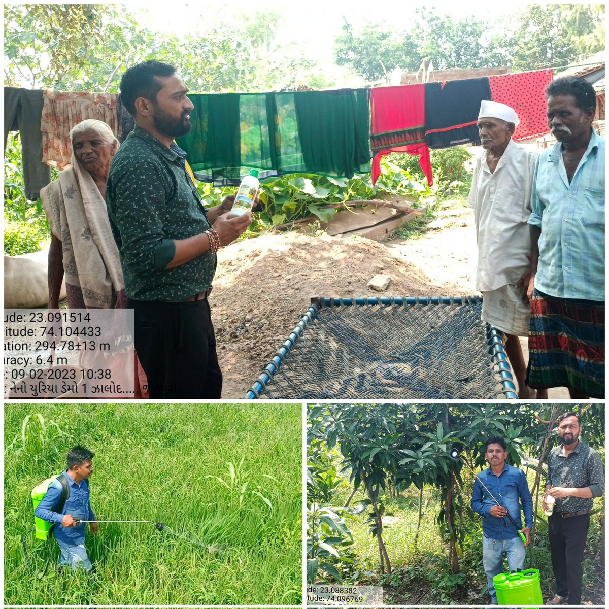 ZalaSan92838214's tweet image. આજે દાહોદ જિલ્લાનાં તમામ તાલુકામાં નેનો યુરિયા  ખાતર અંગે ખેડુતમિત્રોને જાણકારી આપી/તમામ ગ્રામસેવક મિત્રોએ ગામે ગામ એક-એક ખેડૂતને ત્યાં નેનો યુરિયાનો છંટકાવ કરી પ્રત્યક્ષ ડેમો કરી ખેડૂતોને જાણકાર કર્યા.
🔰પ્રશ્નો અંગે ચર્ચા
📌કયા પાકમાં છંટકાવ કરવો
📌કેટલી માત્રામાં વાપરવું