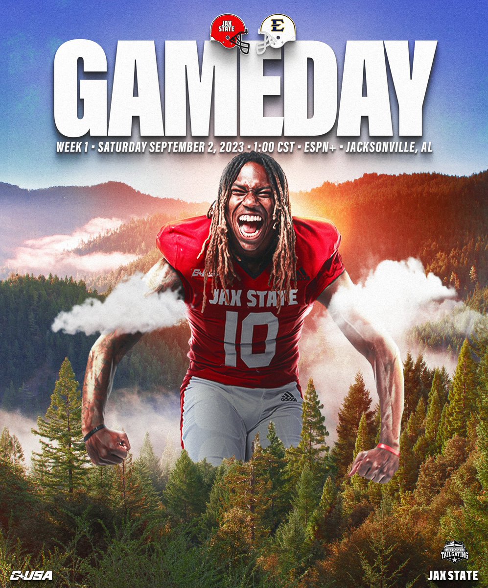 ‼️𝐈𝐭’𝐬 𝐆𝐚𝐦𝐞𝐝𝐚𝐲‼️

🆚 ETSU
🕐 Saturday, Sept. 2nd , 2023 at 1:00 PM
📍 Burgess-Snow Field at JSU Stadium
🎟 >>>> bit.ly/3D6LBIT
📺 >>>> es.pn/3YXVvcc

#HardEdge | #EarnSuccess