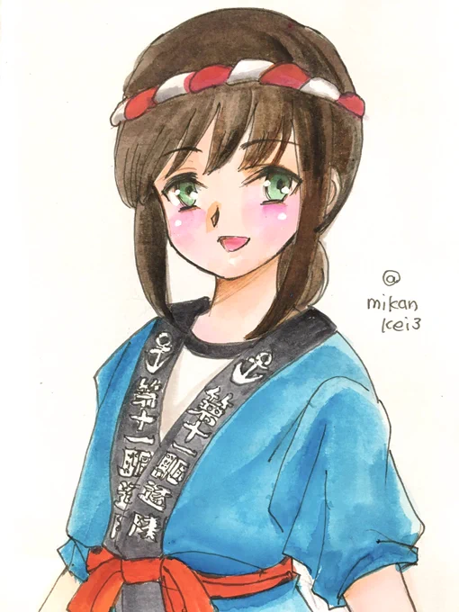 吹雪です秋祭り#艦これ版深夜の真剣お絵描き60分一本勝負 #艦これ版真剣お絵描き60分一本勝負_20230902 #吹雪 #艦これ 