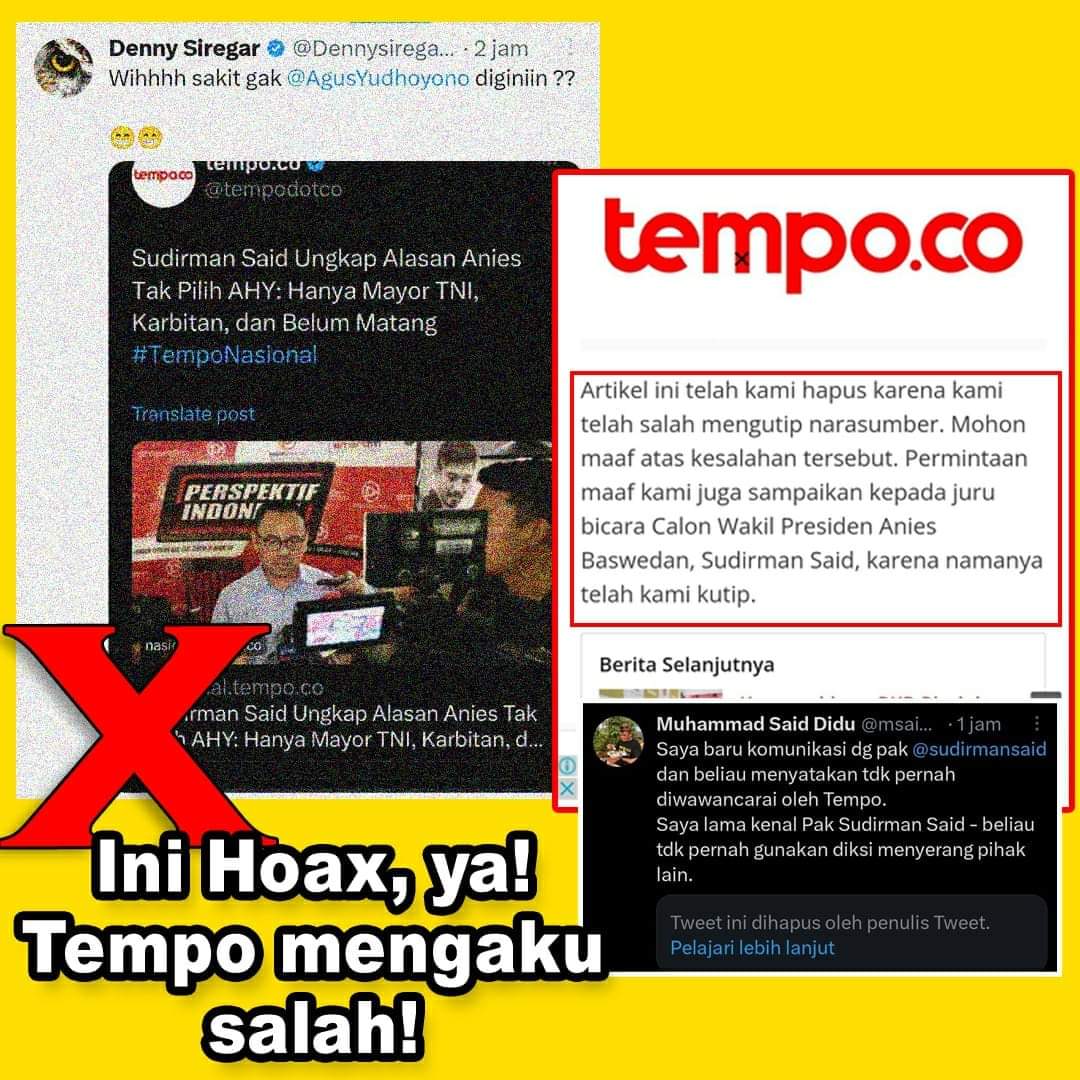 msaid_didu's tweet photo. Hari ini beredar hoax di berbagai media dan WAG yg mendiskreditkan Pak @sudirmansaid seperti hal ini. https://t.co/NWSXYnlweC