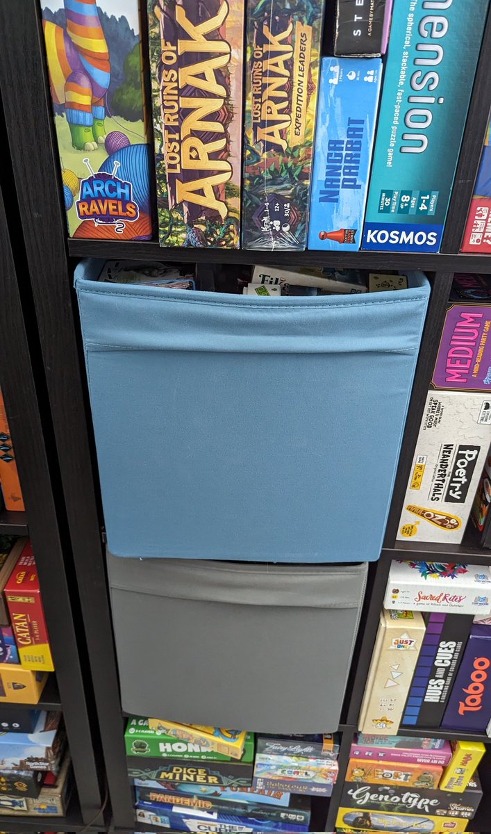 Ind1fference's tweet photo. My "book"ends came in and I'm glad I can see many of my smaller games instead of digging through a bin. #boardgames #tabletopgames #boardgamestorage https://t.co/elzw3D4uAO