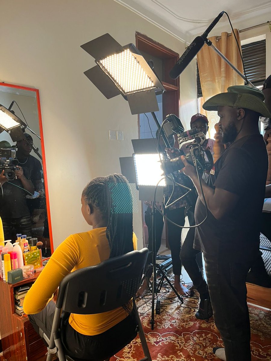 Afroverse256's tweet photo. Our lighting technicians @AbogaAndrew @erii_mercy @BabiryeEleanor brought their A game on the set of #ThePerfectLie 
Frame 3 was a day for night shoot. https://t.co/cGjhMjOWev