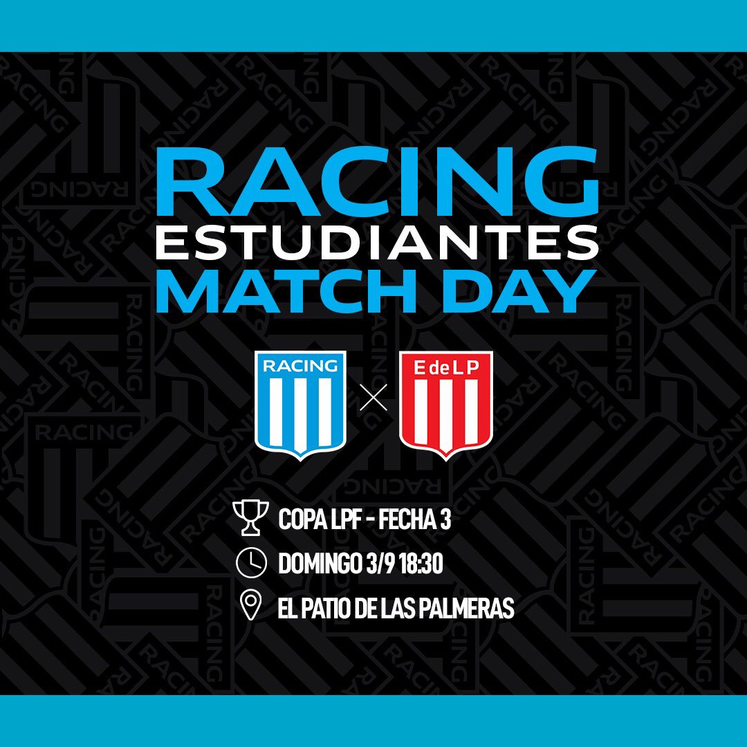 dderacingclub's tweet photo. Se viene el #MatchDay #22

Racing(@RacingClub) Vs Estudiantes (@EdelpOficial)

Domingo 18.30 hs.
Te esperamos en la Fan Zone que se encuentra en el “Patio de las  Palmeras”. https://t.co/PWfYsoOW00