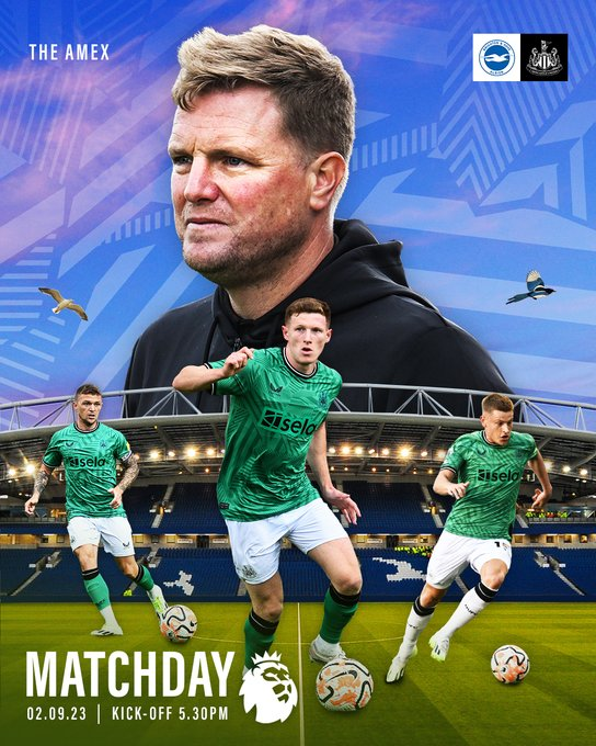 Isak_NUFC's tweet photo. ⚫️ IT"S LADS MATCHDAY! ⚪️

🆚 Brighton vs Newcastle
🏟️ American Express Community 
🕠 Kick-off: 05.30 pm

#BHANEW https://t.co/BcBnFuPiVl