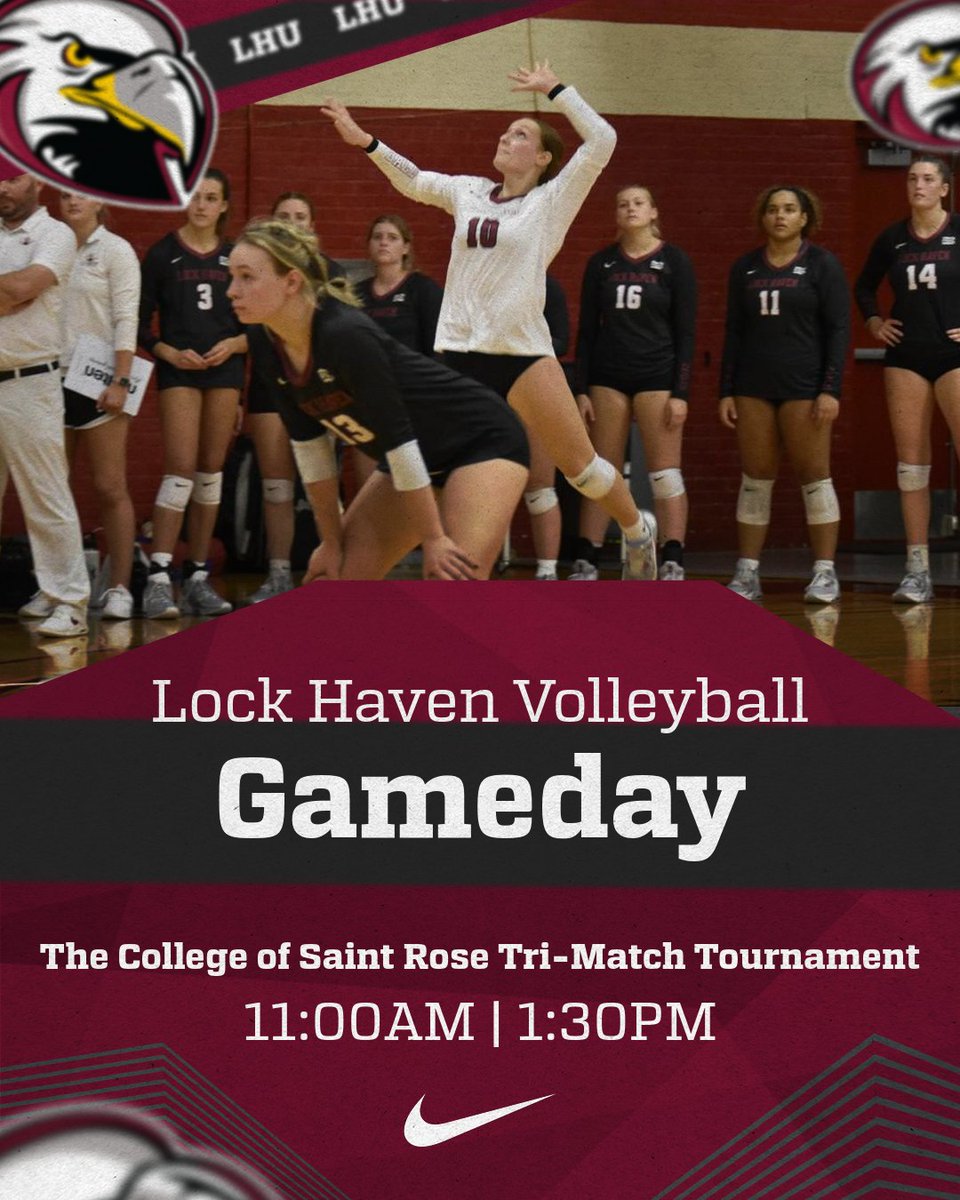 IT'S GAME DAYYYY!

The bald eagles take the court at 11am against St. Rose and 1:30pm against Assumption.

Watch it live here:

ne10now.tv/gogoldenknight… 

#Volleyball #LockHaven #LockHavenUniversity #LHUVB #gameday #team #StRose #NY