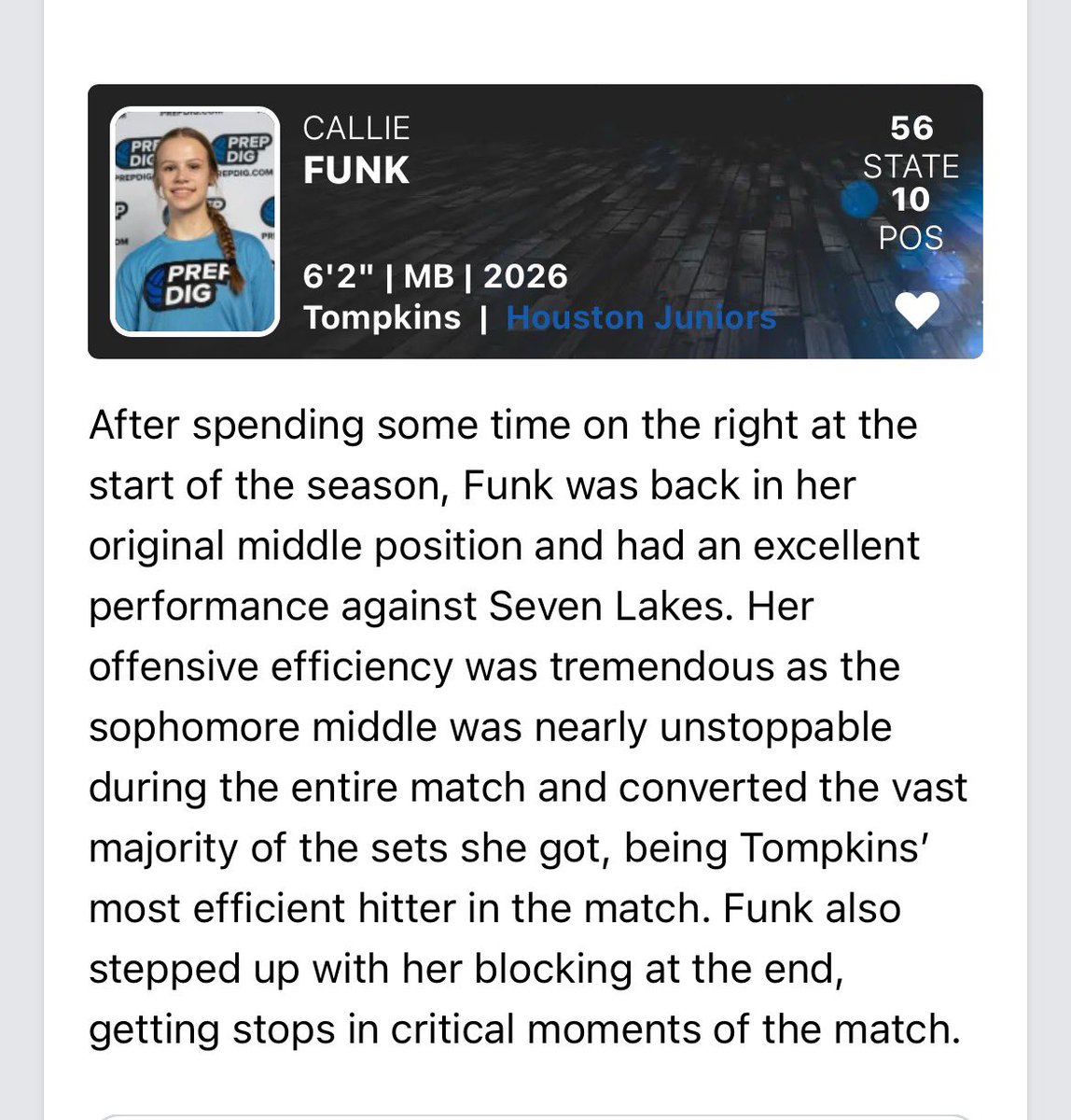 Callie Funk (@calliefunk_2026) on Twitter photo Thank you <a href="/grtorres/">Guilherme Torres</a> for the write up! Such a good night for the team, can't wait to see what we do the rest of this school season! <a href="/PrepDig/">Prep Dig 🏐</a> Thank you <a href="/grtorres/">Guilherme Torres</a> for the write up! Such a good night for the team, can't wait to see what we do the rest of this school season! <a href="/PrepDig/">Prep Dig 🏐</a>
