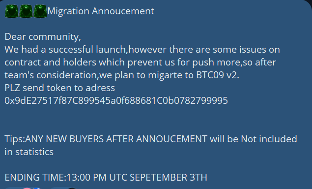 bitcoin09token's tweet photo. Migration Announcemet
PLZ  Send token to
0x9dE27517f87C899545a0f688681C0b0782799995
#btc09 #bitcoin2009 https://t.co/H4OqIGUFlN
