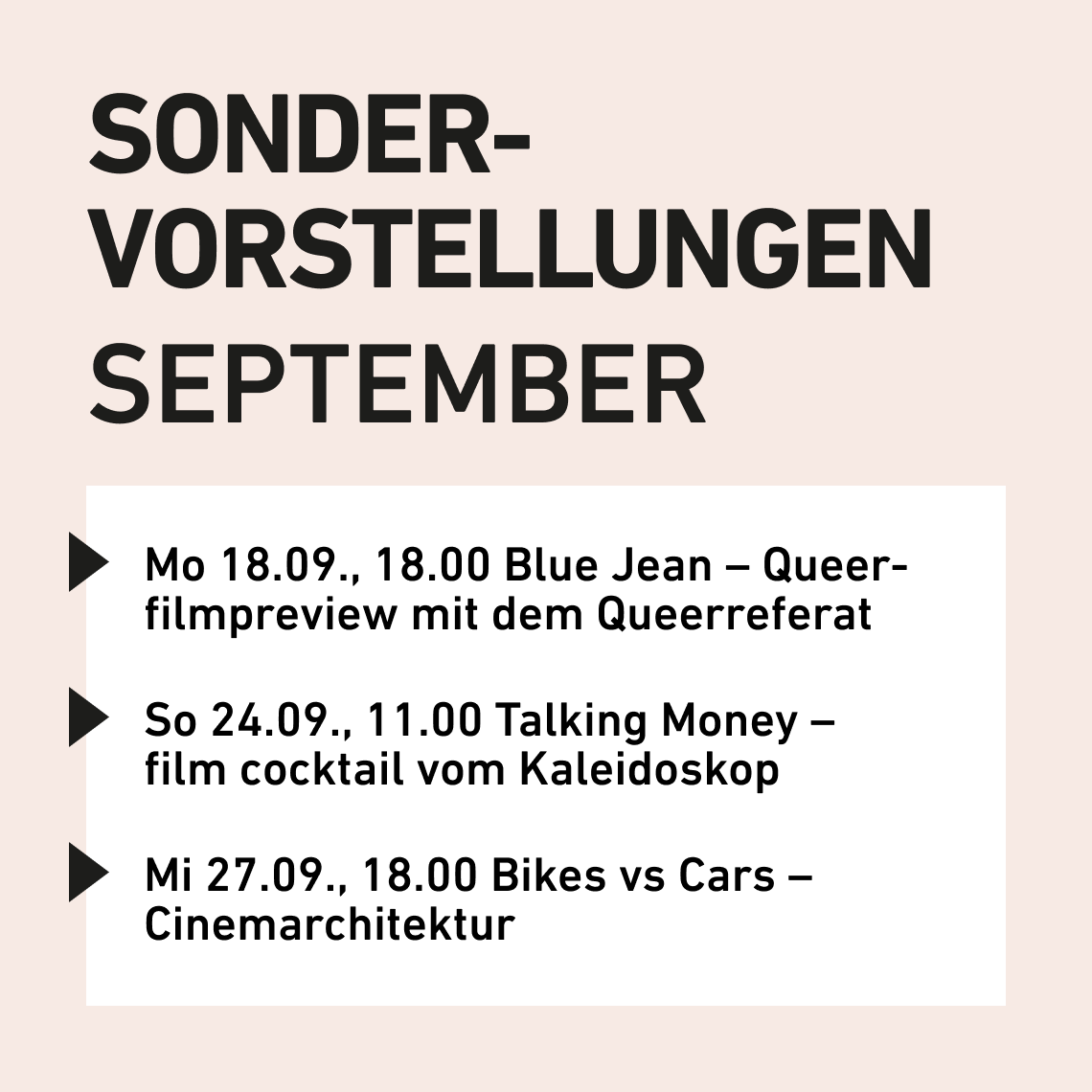 ApolloAachen's tweet photo. Unsere September-Sondervorstellungen: https://t.co/DbBXElRpKh

Es erwartet euch: Das Kinofest, #Kino im Dialog mit dem Stadtverband Grünen, Queerfilmpreview mit dem Queerreferat, Kaleidoskop #film cocktail, Cinemarchitektur + Best of Poetry Slam.

Schaut vorbei!
#arthouse #aachen https://t.co/vvff8kKyAR