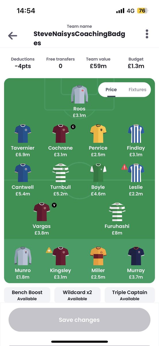 HoofballPod's tweet photo. Hamish going bold with the Hearts C/VC. Hugh and Thomas going with the tried and tested.

Good luck on OF weekend (except everyone who's above us in the mega league) https://t.co/7qaf2687zL