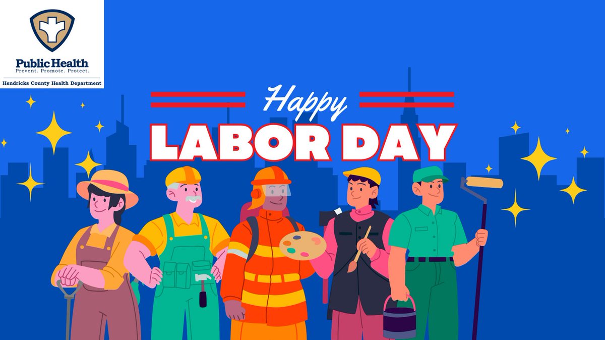 The Hendricks County Health Department will be closed on Monday, September 4, in observance of Labor Day, and will resume operations on Tuesday, September 5. Happy Labor Day to all!