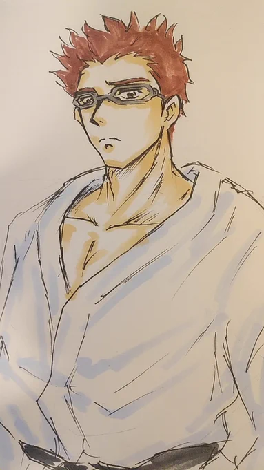 #ユーフォ版深夜のお絵描き60分一本勝負お題「後藤卓也」何となく空手着の後藤先輩を描こうとしたらしいが全く見えない・・・ 
