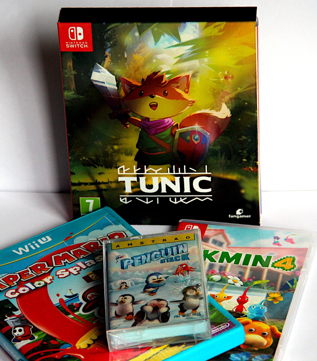 aiguanachein's tweet photo. Just a picture📷 of some of my latest purchases not yet published here:
#Tunic and #Pikmin4 for #NintendoSwitch, #PaperMarioColorSplash for #WiiU and #PenguinAttack for #AmstradCPC🕹️ https://t.co/MkoA6jCdye