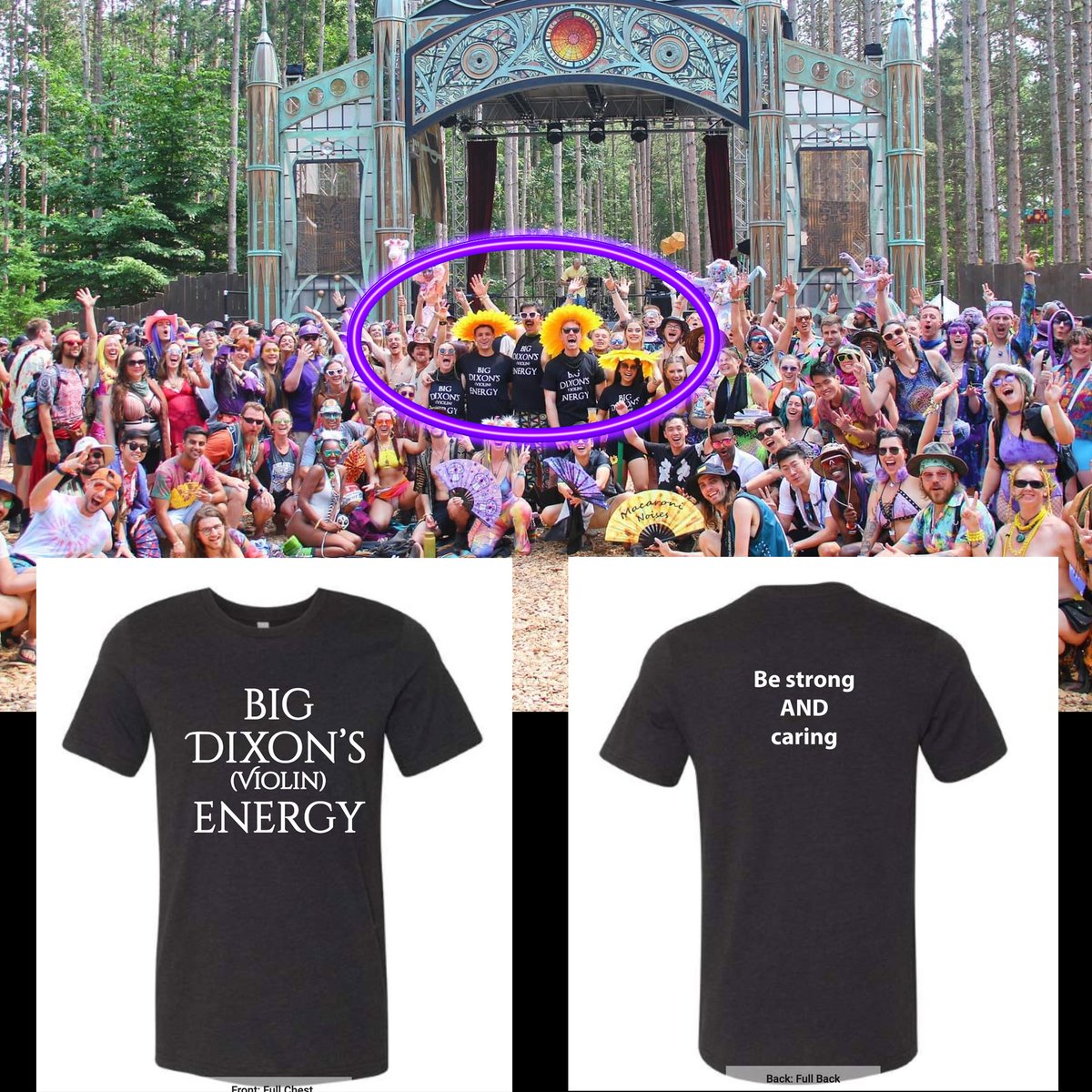 New shirts shipping now! By request, these "Big Dixon's (violin) Energy" shirts are now available at dixonsviolin.com.  The back says "Be strong AND caring".  Thanks again to the fans that came up with the original idea!  And yes, I re-use old envelopes :)