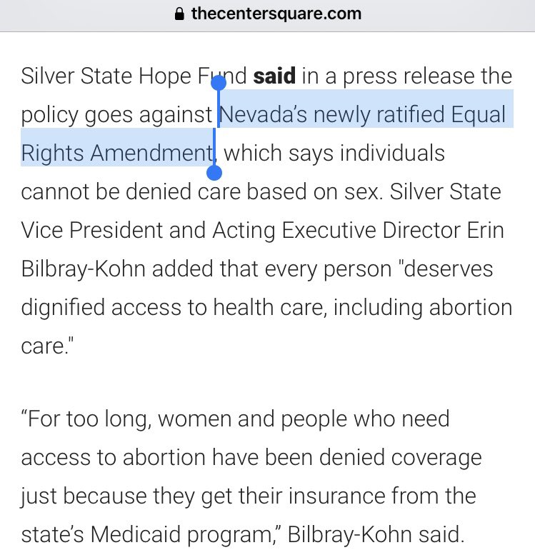 Kate_Kelly_Esq's tweet image. Know how Nevada is going to beat their state-level Hyde amendment &amp;amp; allow funding for all medical procedures (INCLUDING ABORTION)??

Their brand-new state EQUAL RIGHTS AMENDMENT!!!

This. THIS VERY THING. Can happen on the federal level. #ERANow 

thecentersquare.com/nevada/article…