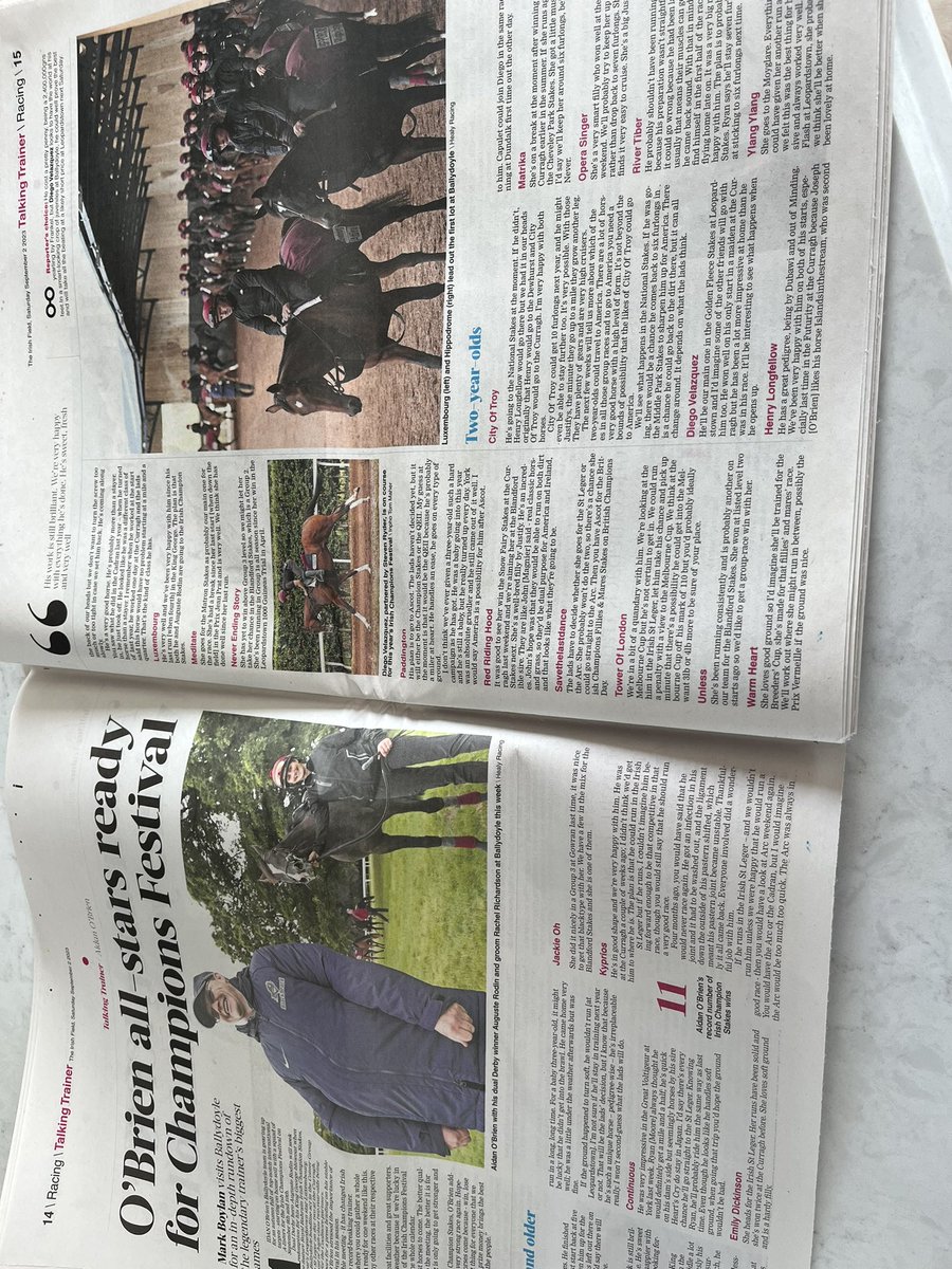 Superb coverage in the <a href="/TheIrishField/">The Irish Field</a> this weekend to whet the appetite for #irishchampionsfestival <a href="/LeopardstownRC/">Leopardstown RC</a> &amp; <a href="/curraghrace/">The Curragh Racecourse</a> <a href="/HRIRacing/">Horse Racing Ireland</a> 

#itallcomesdowntothis