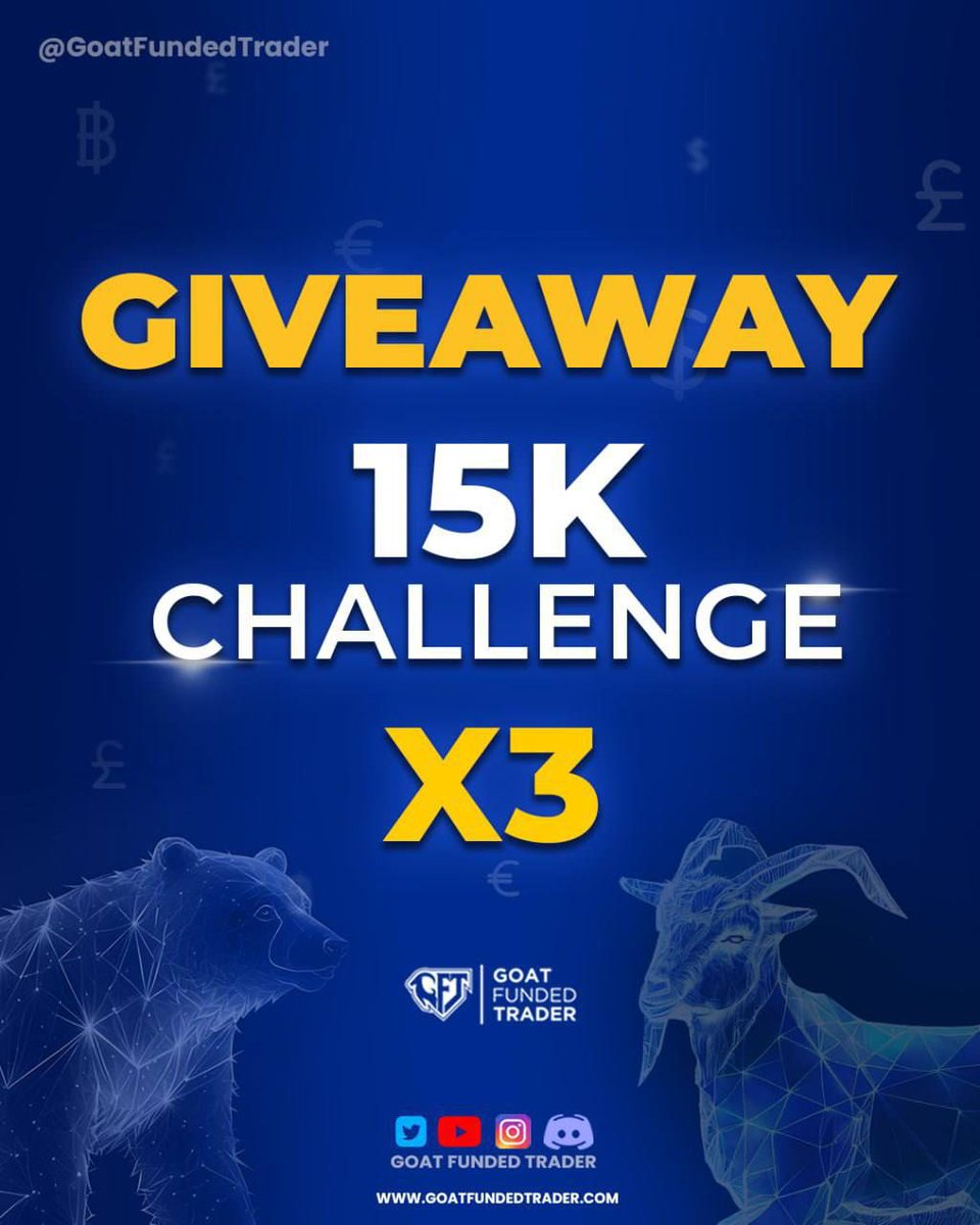 LiquidtyCleaner's tweet photo. PROP FİRM #GİVEAWAY
3X15.000$ PROP ACCOUNT

✅ Follow- @LiquidtyCleaner -
@EdwardXLReal - @GoatFunded - @GoatFundedTR

✅ LİKE &amp; RETWEET

✅ Tag 3 Friends https://t.co/qesnC26mNG