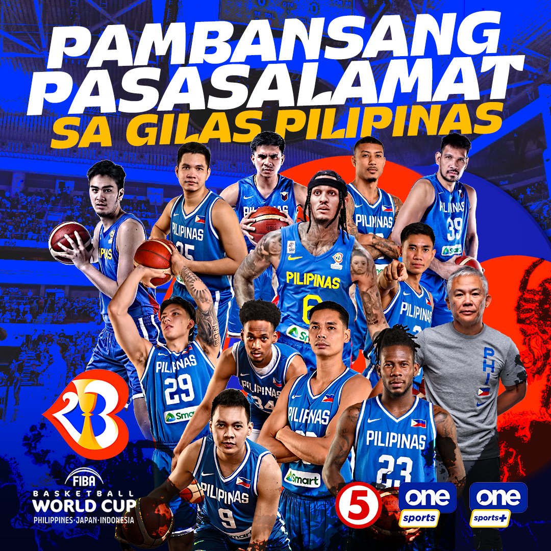 OneSportsPHL's tweet photo. Isang pasasalamat sa pinakitang laban ng Gilas Pilipinas! 🇵🇭💙

#FIBAWC x #WinForPilipinas https://t.co/XniKPwEN4t