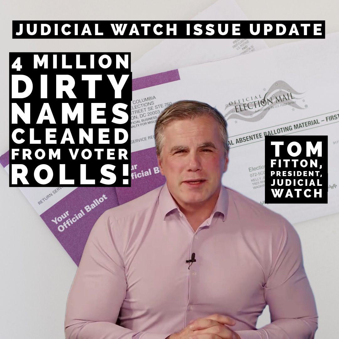 HUGE: Four Million Dirty Names Removed from Voter Rolls Thanks to @JudicialWatch! PLUS Inside Story On Justice Dept Election Law CORRUPTION. youtu.be/nj0kw28cOZs?si…