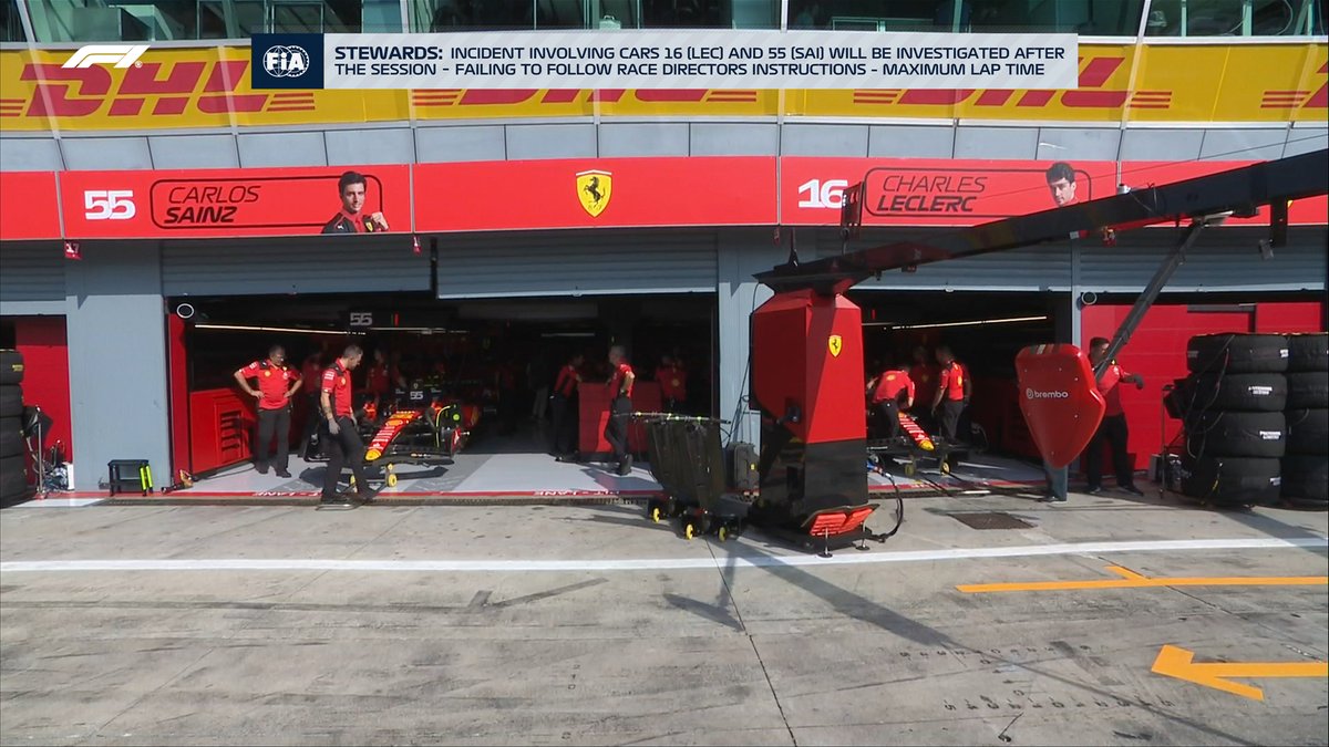 F1's tweet photo. Ferrari's Charles Leclerc and Carlos Sainz are under investigation for not following the maximum lap time instructions! 

#ItalianGP #F1 https://t.co/Golp5zC2Bc
