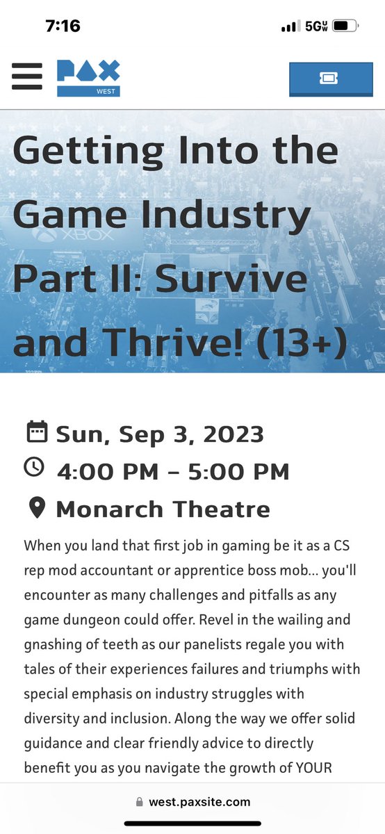 ✈️ Heading to #PAXWest! So excited for my panel with some amazing folks from across the industry. We’re talking about getting into (and thriving in) the industry. So much to discuss, it’s a two-parter. 

Come hang. Say hi. 🎉