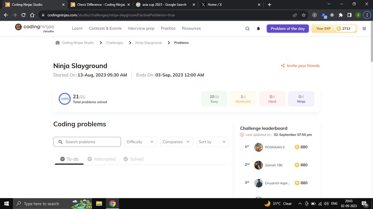 sumit29810's tweet image. Day 21 Coding Ninjas Slayground Challenge Completed. #NinjaSlayground #CodingNinjasStudio
@CodingNinjasOff

@DrinkSlayCoffee