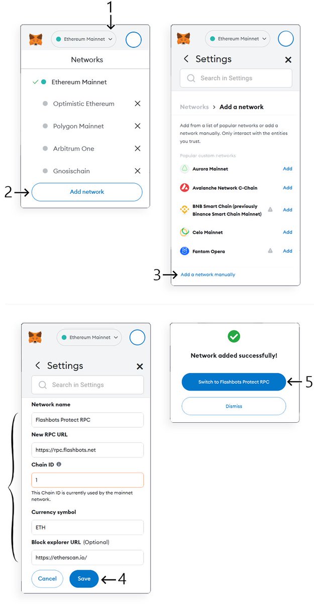 delomiro's tweet image. To ensure your transactions never fail and are impossible to front-run, utilize #FlashBots' protected RPC. #CryptoSecurity