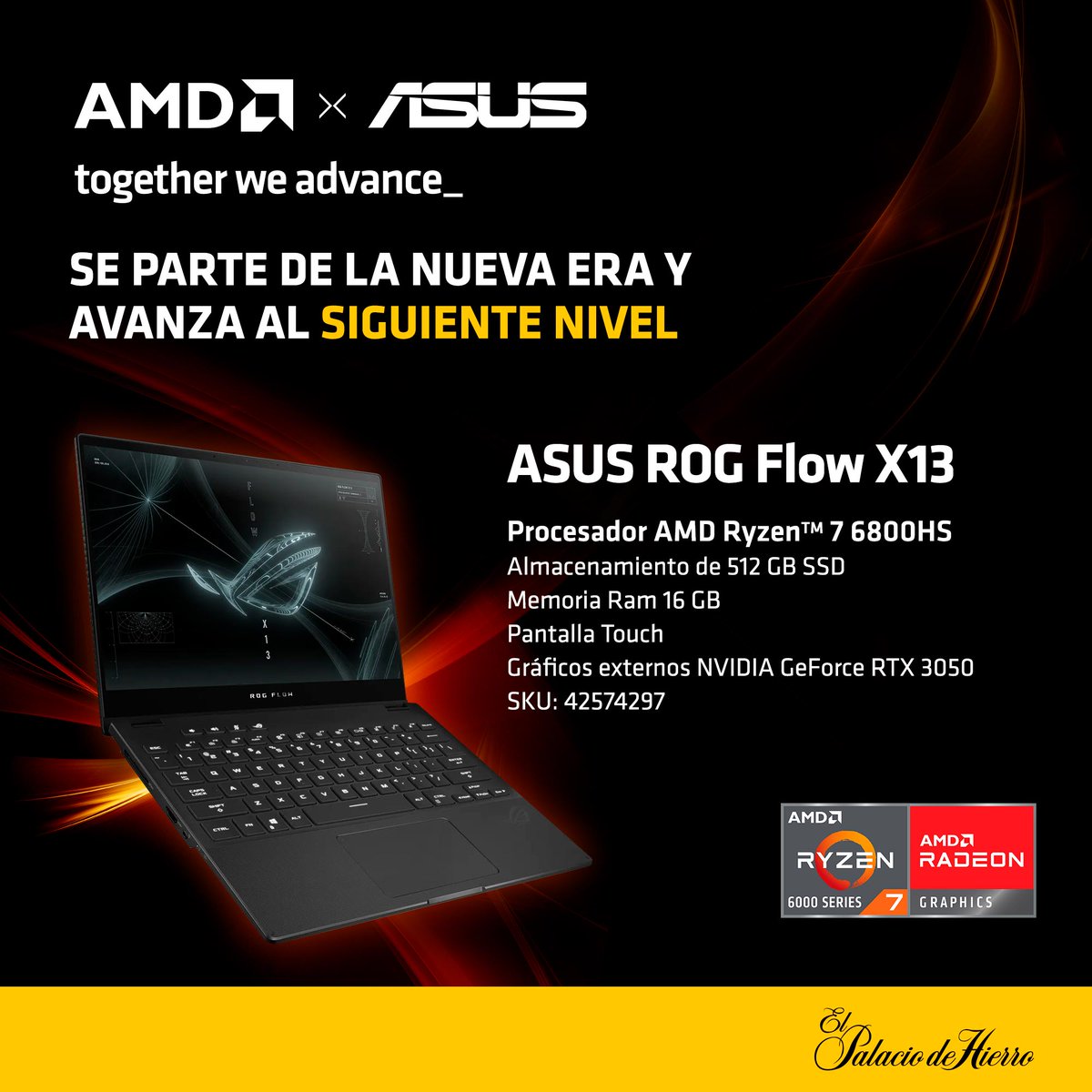 Visita la Expo de Regreso a Clases de #AMD en #PalacioDeHierro y descubre cómo estudiar y jugar al máximo con equipos potenciados por los Procesadores Móviles AMD Ryzen™, como la ASUS ROG Flow X13. 👀🔥 ¡Consigue la tuya! bit.ly/45zSLEC