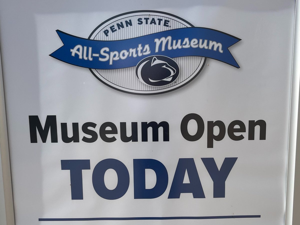 PSUSportsMuseum's tweet photo. IT'S GAME DAY, @penn_state fans - and YOUR ALL-SPORTS MUSEUM is OPEN!! Before you find your seat in @beaver_stadium tonight for @PennStateFball (#BeatWVU!) come visit with us, 10-4, and see 148 YEARS of @gopsusports history ON DISPLAY!
#nittanylions #fightonstate #DearOldState https://t.co/wqyPTDufTW