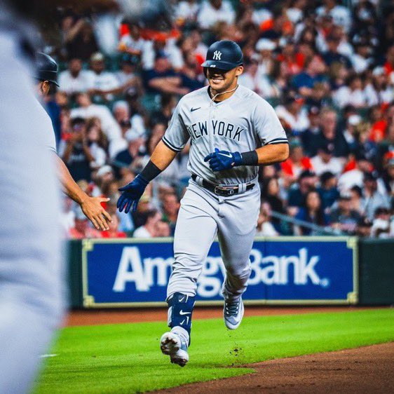 If Jasson Dominguez or Austin Wells hit a HR today someone who retweets and is following is winning a shirt. Comment your size. Let’s go Yankees. 👽👨🏻