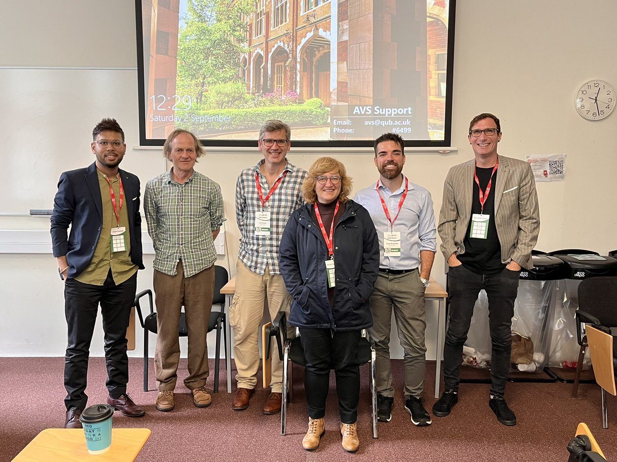 Here’s session chair (Centre for Landscape co-director) Sam Turner with some of the presenters from the TerraSAgE project this morning including <a href="/aayushgeo/">Aayush Srivastava</a> <a href="/Filbrand/">Filippo Brandolini, PhD</a>