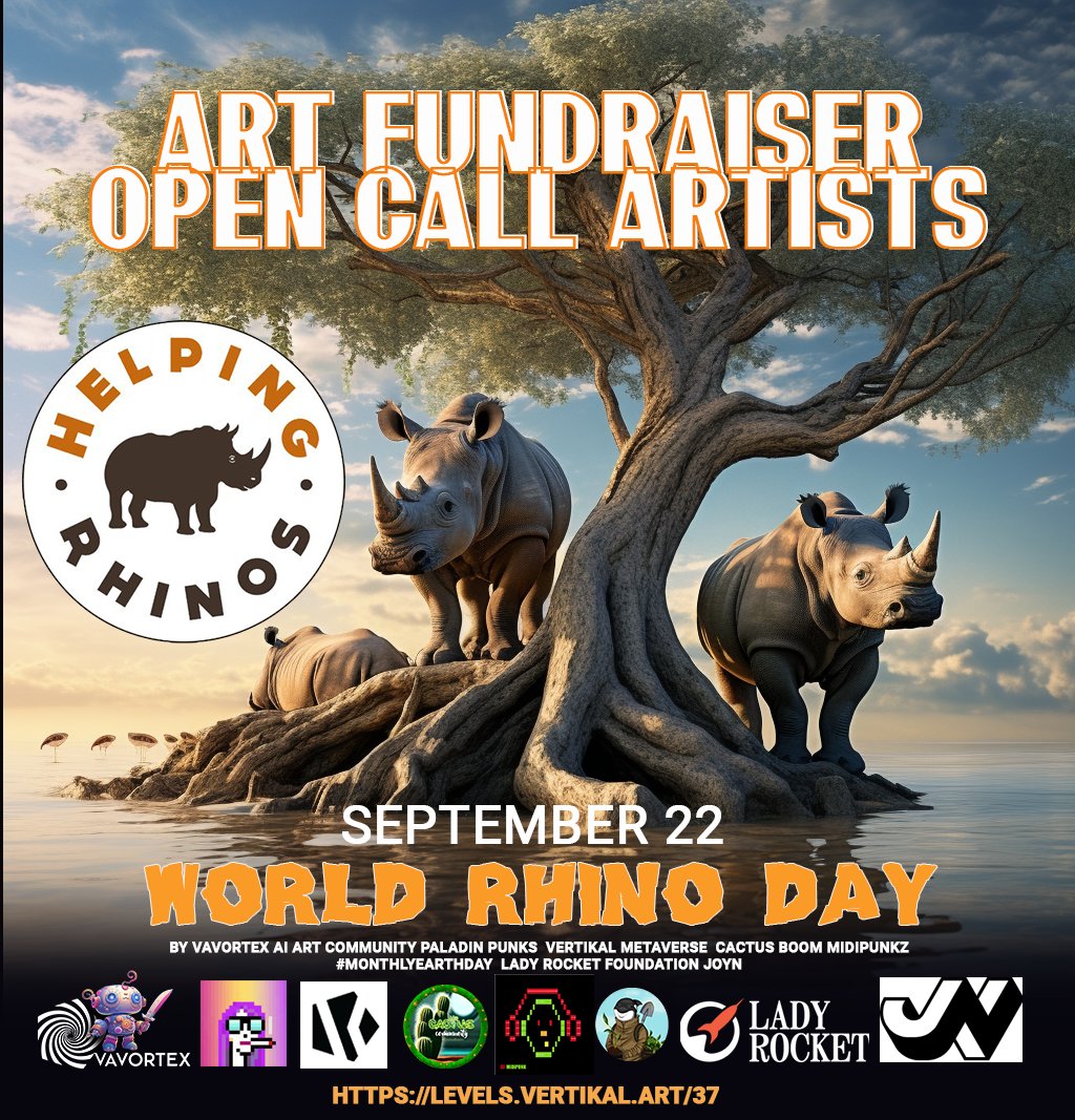 ✨ OPEN CALL - ALL ARTISTS!✨

#VAVortex BINDI - Fundraiser Art Event
#saverhinos
Theme: WILDLIFE 🩷💛💙

This is for a charity art collection. If you join you will donate your art &amp; proceedings to Zululand Rhino Orphanage and Saving Rhinos.

More⬇️⬇️⬇️
#vavortexartday #opencall