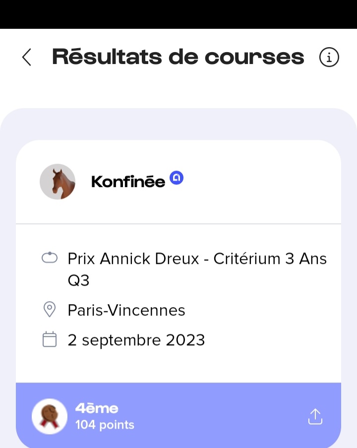 ThomasEch's tweet photo. Superbe victoire pour Kabaka de Guez et belle 4 ème place pour Konfinée à Paris Vincennes ( Critérium des 3 ans Q3 groupe 2) sur @eqwinapp https://t.co/GIAP3olIRc