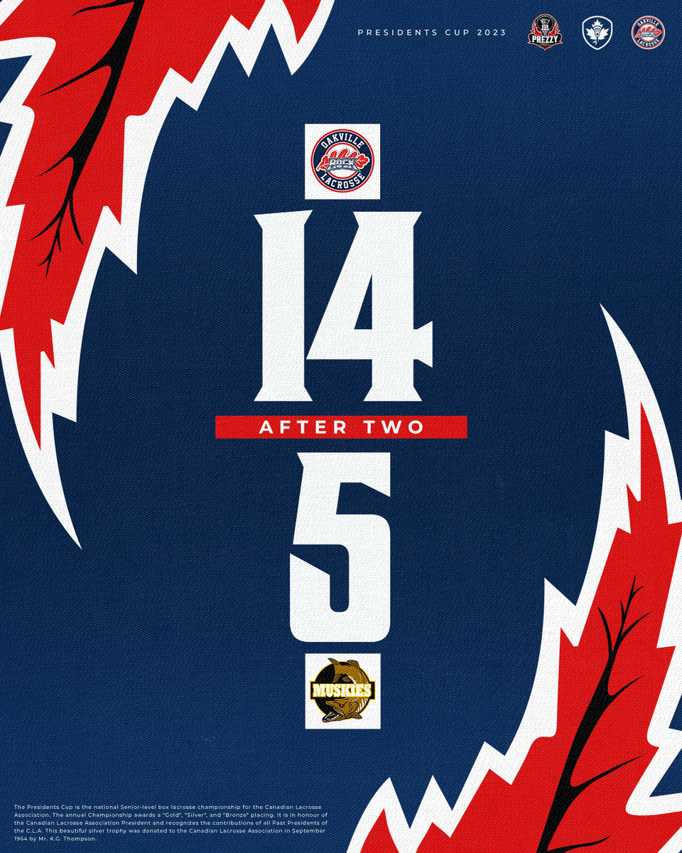 OakvilleRockOSL's tweet photo. Two periods down with a 14-5 edge. 

#CrankItUp https://t.co/rWDPiBDWrh