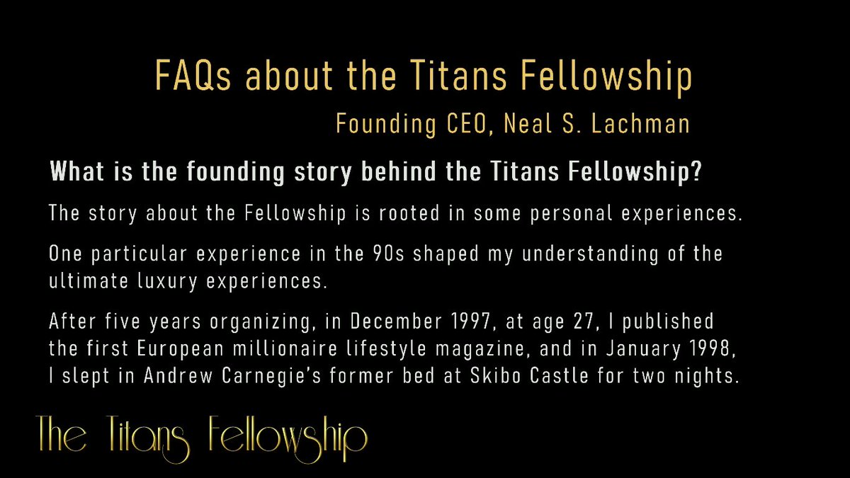 nealx1's tweet photo. In this series, I tell the founding story of the #TitansFellowship.

I was inspired (1998) by Peter de Savary, the late owner of Skibo Castle and operator of the Carnegie Club.

https://t.co/Ylxmxn1oyM

#SpaceTourism #SuperYachts #PrivateJet #UHNW #Billionaire #Luxury #Aerospace https://t.co/QcBPT0TbcK