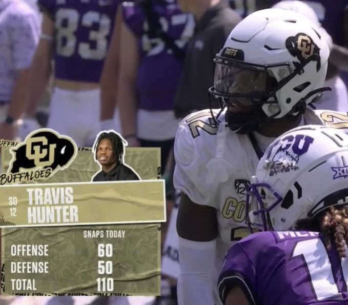 #Colorado WR/DB Travis Hunter today:

- Over 110 snaps played
- 11 receptions
- 119 receiving yards 
- 1 interception
- 3 tackles

“He is him” was a very accurate representation by Deion.

This dude is a STAR.