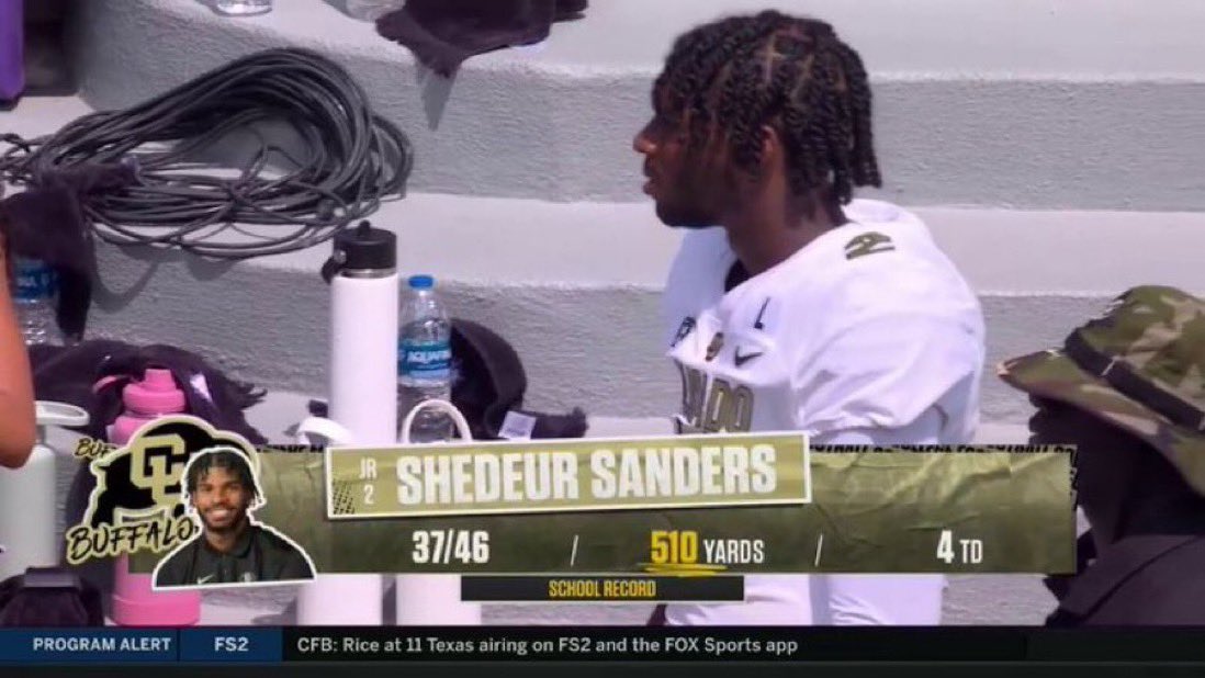 NFL_DovKleiman's tweet photo. Colorado's big 3 played their hearts out 🔥

QB Shedeur Sanders vs TCU:
* 38 of 47 Passing
* 510 Yards (Team Record)
* 4 TDs
* 0 INTs
* Spread the ball to 3 WRs to go over 100 Yards

CB/WR Travis Hunter vs TCU:
* 11 Catches
* 119 Yards
* 1 INT
* 3 Tackles
* Played over 110 snaps combined

Dylan Edwards vs TCU:
* 159 Total Yards
* 4 Total TDs
* 11 Touches
* 27 Yards Per Catch