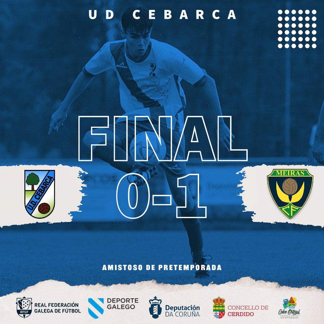 🔵 Resultado Final 🚨

Finalizó el amistoso contra <a href="/MEIRAS_CF/">MEIRAS C.F.</a> con un resultado de 0-1 a favor del equipo visitante. Agradecemos al Meirás por aceptar la invitación y seguiremos trabajando para mejorar.

🗓 Hoy
🔚 0-1
🏟 Campo Municipal Bernardino Breijo

#UDCebarca 💙⚽️