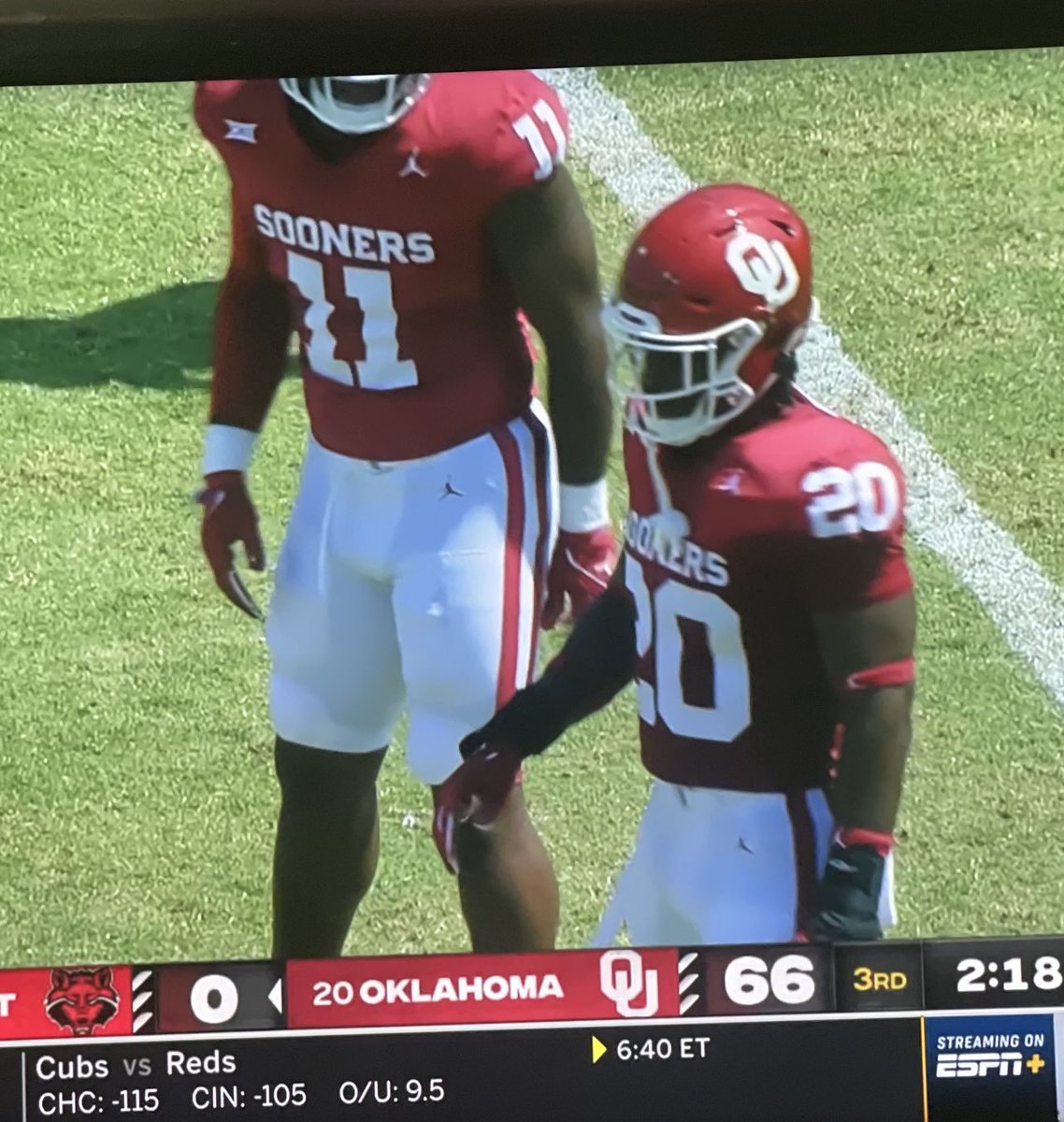 Former Tampa Catholic Crusader @TC_Football @LewisCarter_4 saw action today in his first college football game! #TampaCatholicFootball #BoomerSooner