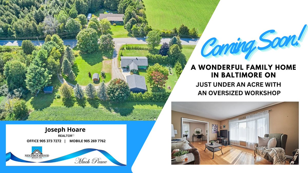 COMING SOON - A WONDERFUL FAMILY HOME READY TO MOVE INTO...
#josephhoarerealtor #familyhome #countryhome #oversizedwrokshop #minutesto401 #cobourgandporthopehomes #cobourgrealestate