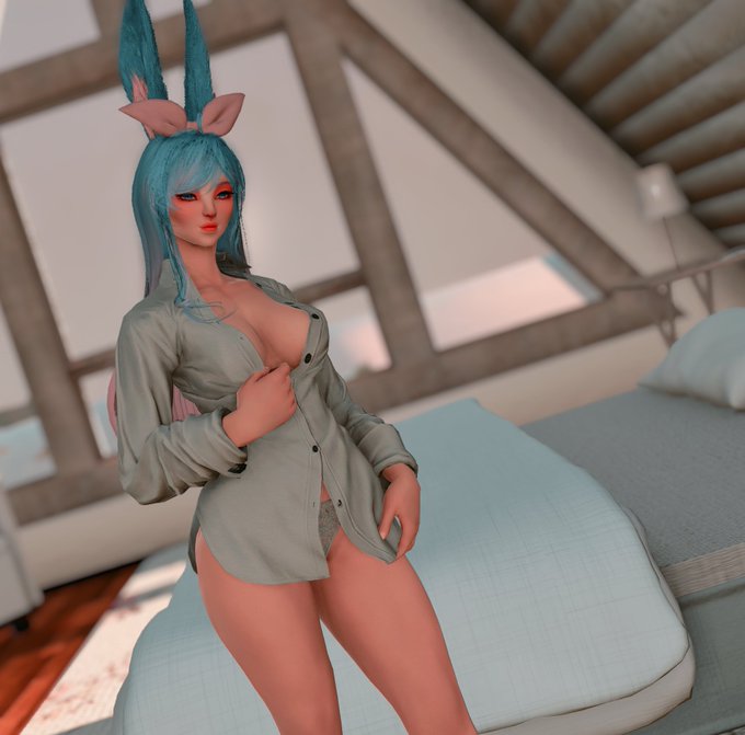 "Why don't we... fool around a bit...?" *unbuttons a button, allowing her perky, milky white breasts