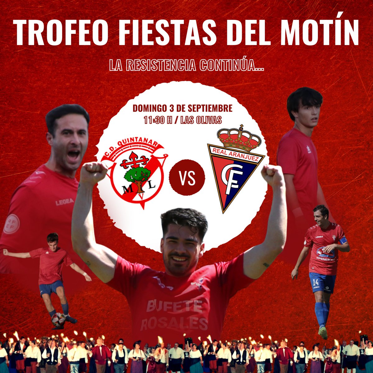 PRETEMPORADA | Mañana a las 11.30h jugaremos el partido del Torneo de las Fiestas del Motín ante el CD Quintanar en Las Olivas. Antes se llevará a cabo la presentación del primer equipo.  

#VamosAranjuez #OrgulloRibereño