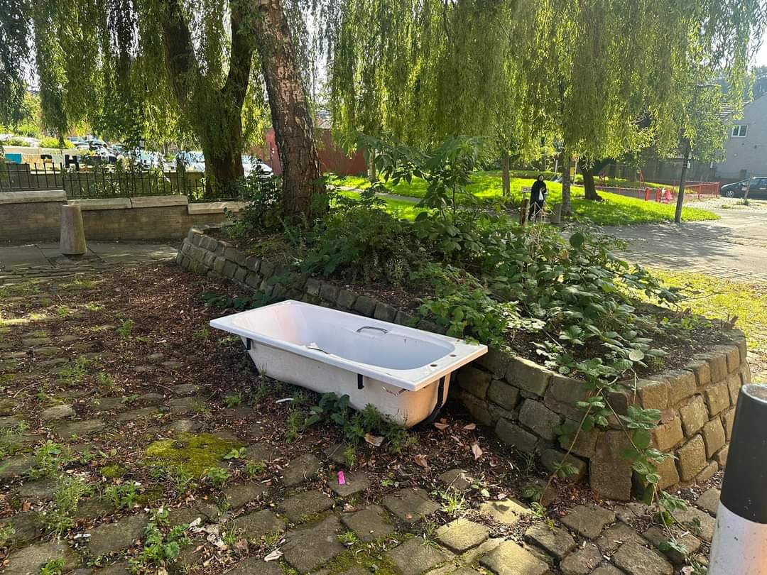 BlackburnTidy's tweet photo. Not sure taking a bath here is wise 🤦‍♂️

But in other news 216 bags collected this week and quite a bit saved from landfill to be used in alley projects #flytipping 
#sprot 
#litterpicking 
#mentalhealth 
#volunteering https://t.co/MKRxB8UQZf