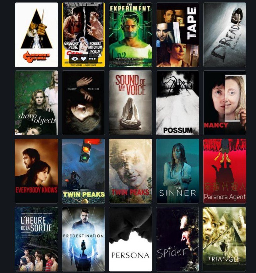 levmauc's tweet image. He ampliado la lista de THRILLERS PSICOLÓGICOS a 111 películas y series. Entre las incorporaciones más importantes están: Sharp Objects, Nancy, Spider, L'Heure de la sortie o The Sinner. Puedes consultar la lista al completo aquí: boxd.it/1XVG2