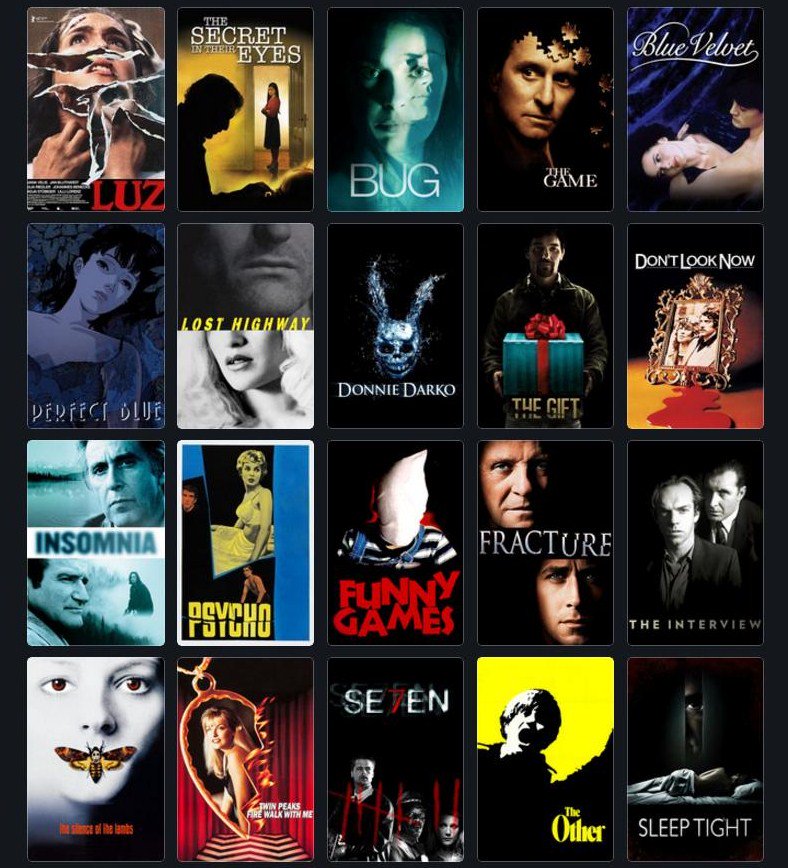 levmauc's tweet image. He ampliado la lista de THRILLERS PSICOLÓGICOS a 111 películas y series. Entre las incorporaciones más importantes están: Sharp Objects, Nancy, Spider, L'Heure de la sortie o The Sinner. Puedes consultar la lista al completo aquí: boxd.it/1XVG2