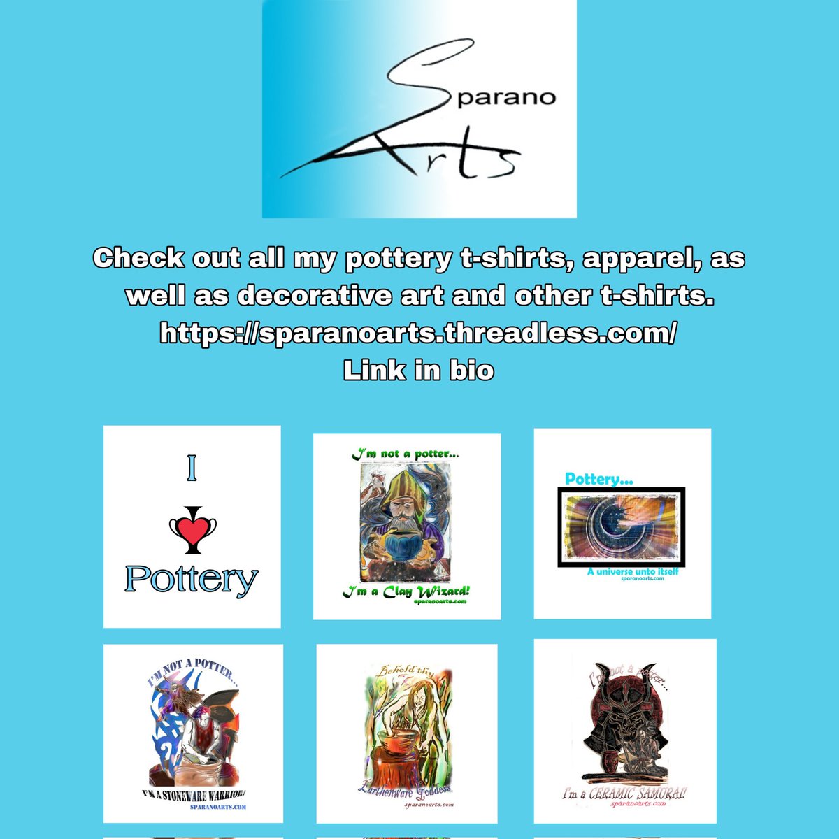 SparanoArts's tweet image. Love #pottery ? Show everyone inside and outside the #potterystudio

Check out my @threadless  store.

Apparel, accessories, and decorative art for home and office.

#tshirtdesign #potteryaddict #tshirt #tshirtstore #tshirtslovers #tshirtshop #tshirts #potterylove #potterytshirt